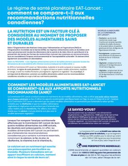 Le régime de santé planétaire EAT-Lancet : comment se compare-t-il aux recommandations nutritionnelles canadiennes?