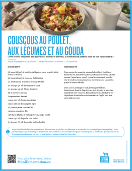 Couscous au poulet, légumes et gouda