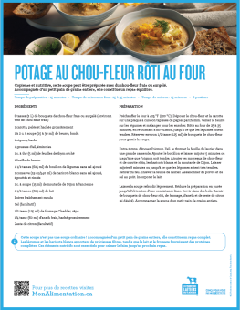 Potage au chou-fleur roti au four