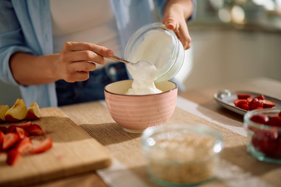 woman baking using greek yogurt 