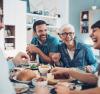 Multi-generation family eating together